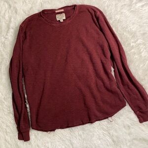 Lucky brand maroon thermal raw edge shirt